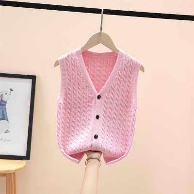 女童马甲春秋2025新款儿童V领毛衣背心中大童男童洋气针织衫童装