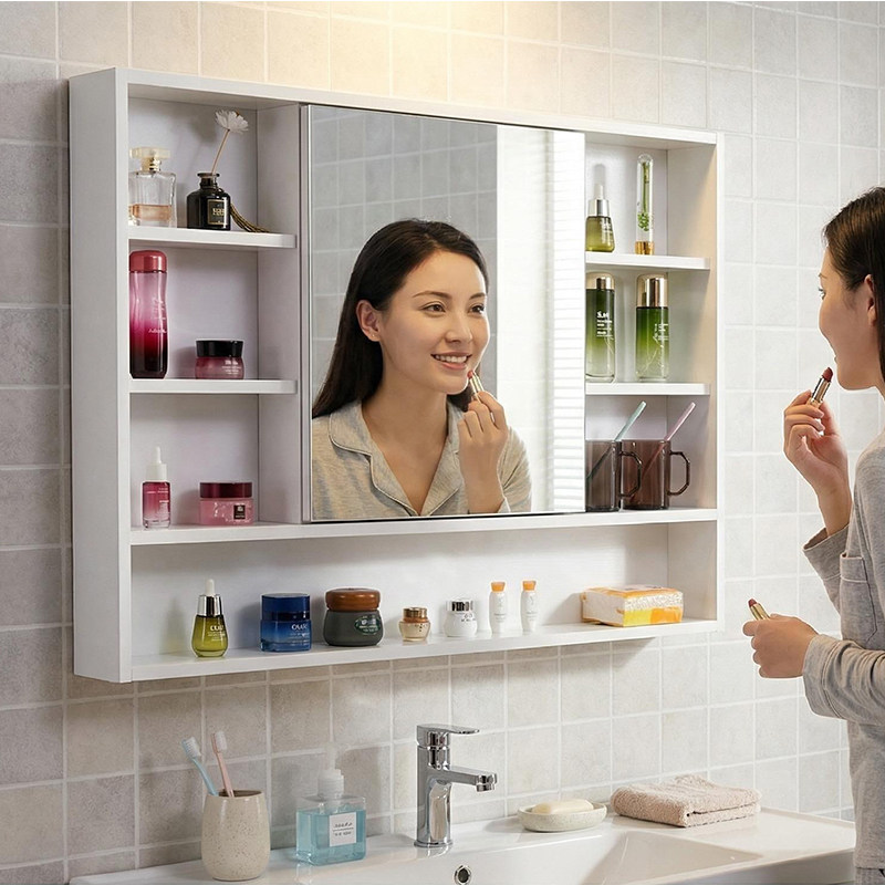 智能浴室镜柜单独挂墙式镜子收纳盒简约一体置物架洗手间壁挂镜