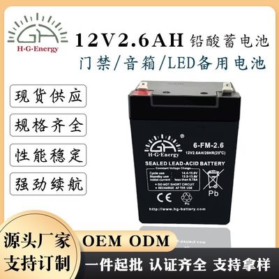 12v2.6ah铅酸蓄电池消防门禁备用电源拉杆音响电动门电源