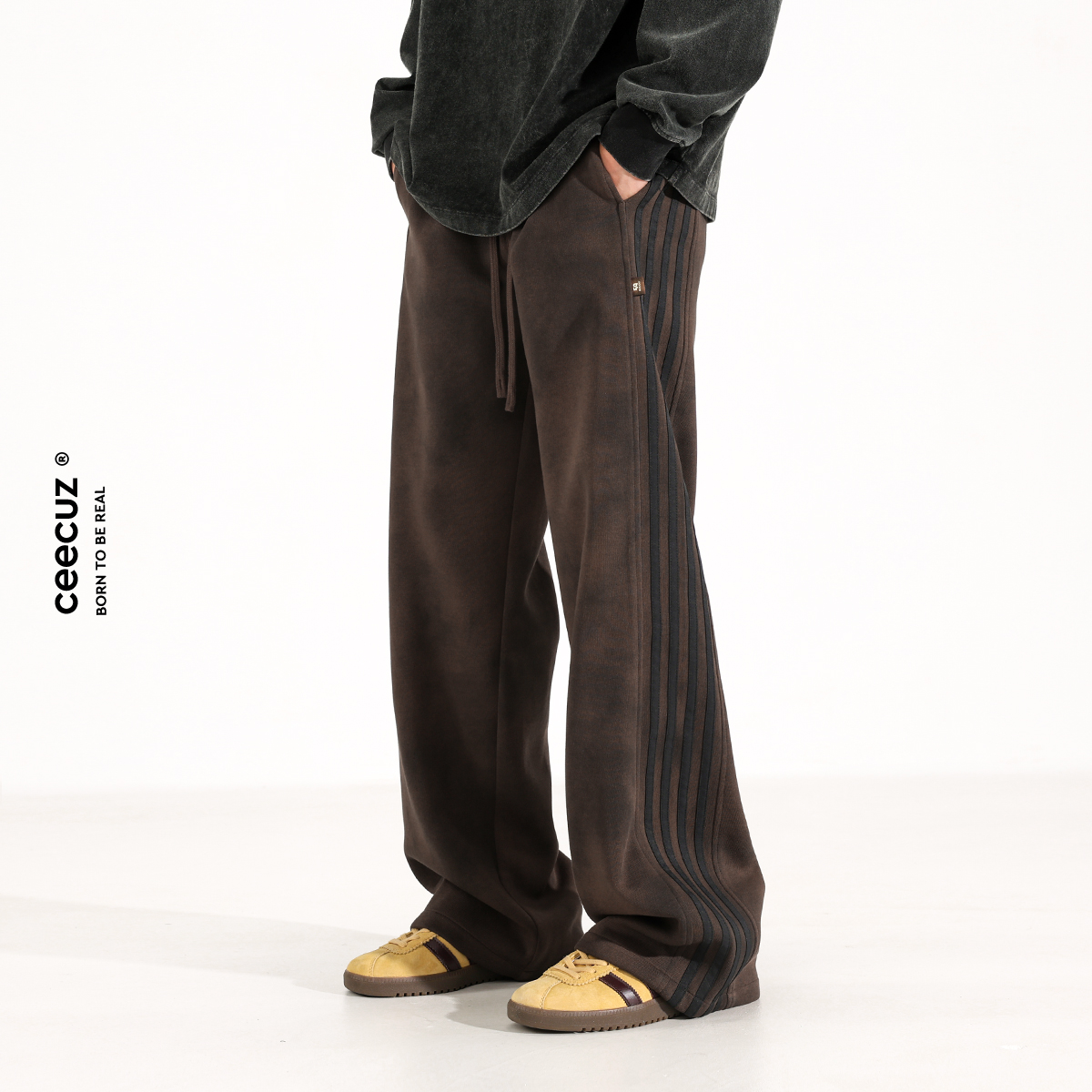 设计感运动裤直筒做旧卫裤长裤