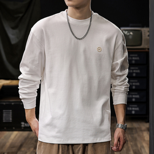 2025春季新款长袖T恤男白色打底衫春秋男士内搭上衣男款春装男生t