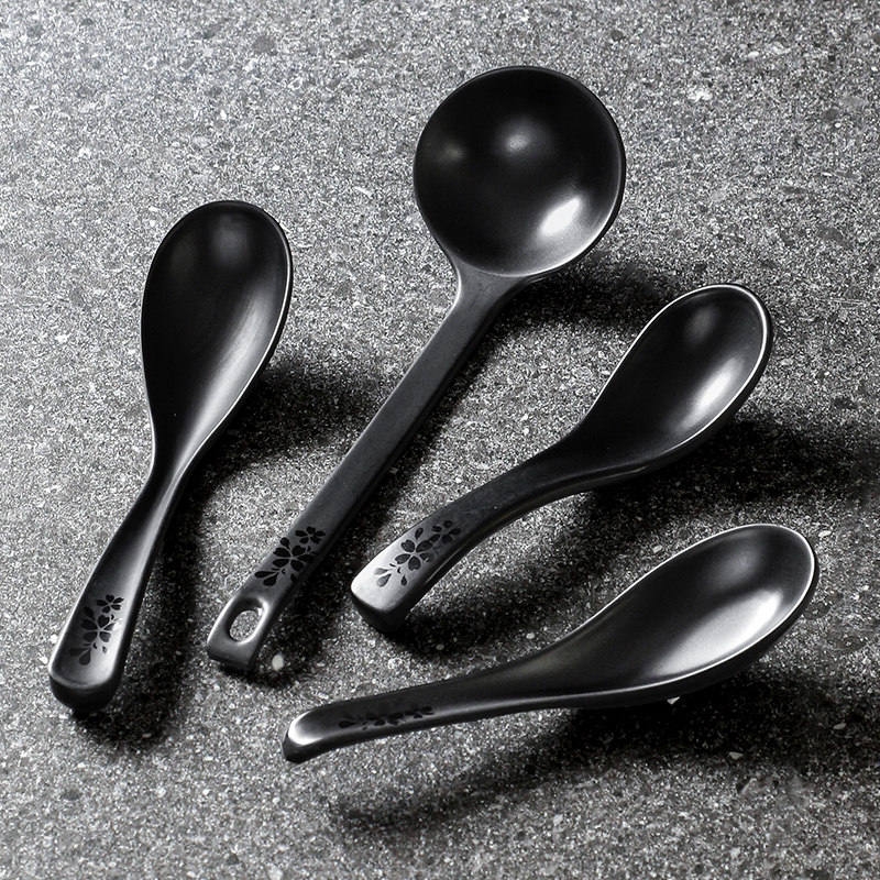 五毫美密胺餐具勺子商用餐厅饭店火锅店仿瓷小汤勺调料勺黑色调羹,餐饮具,叉/勺/筷套装,淘宝优惠券,粉丝福利购,淘宝优惠卷