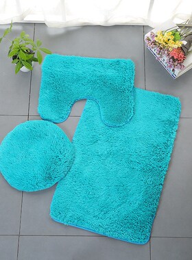 3pc Bathroom Set Bath Mats Rug Contour Mat Tet Lid Cover Pla