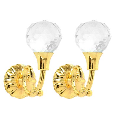2X Golden Metal Crystal Glass Curtain Holdback Wall Tie Back