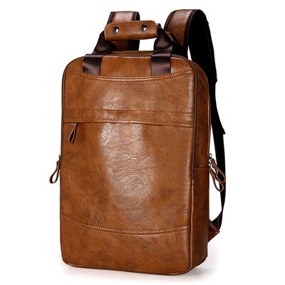 Fashion Men Backpack Waterproof PU Leather Travel Bag Man B
