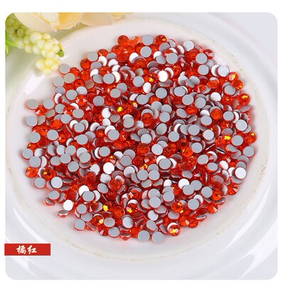 Orange red Crystal glass Non Hot Fix 3D flatback rhinestones