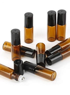 10pc  3/5ml Brown Roll on Glass Bottles Essential Oil bottl
