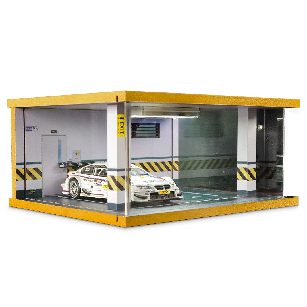 132 high simulation car model garage solid wood underground