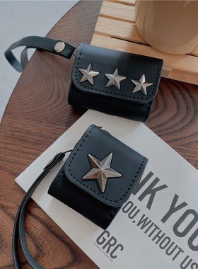 Luxury brand metal five pointed star leather strap bluetoot