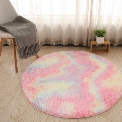 Rainbow Carpet Colorful Shaggy?Soft Fluffy Plush Rug Mats R