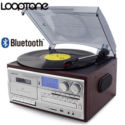 3 Speed Bluetooth Turntable Vinyl LP Record Player Vintage G