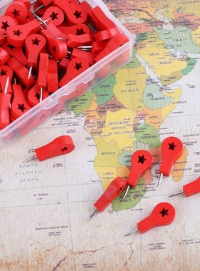 80Pcs Map Markers Wooden Drawing Photo Wall Studs Cork Board