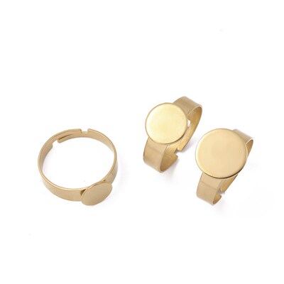 6pcs 8mm 10mm 12mm Ring Settings Stainless Steel Gold Plate