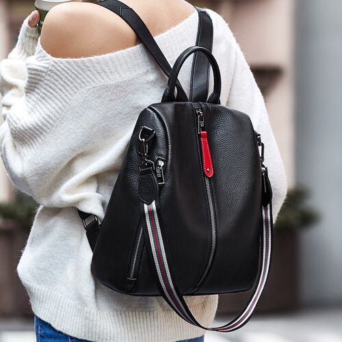 ZOOLER 2020 NEW Black Travel Bag Real Leather Backpack Wome