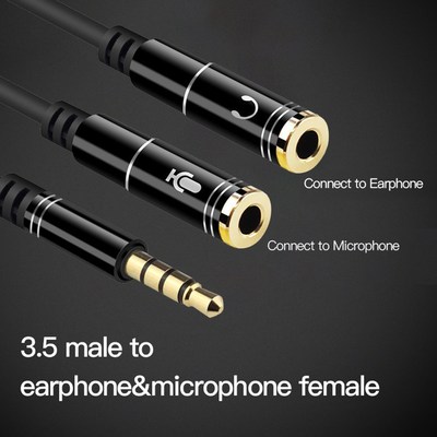 1 to 2 3.5mm Audio Cable Headphone Mic Easily Carrying Spli