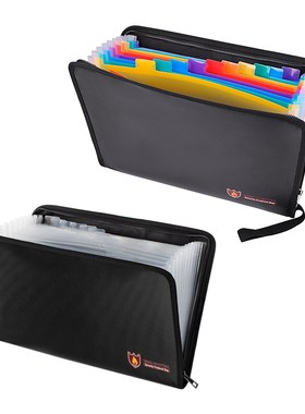 Waterproof Fireproof Document Bag Portable Zipper File Mone