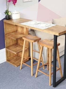 American Retro Compartment Solid Wood Bar Counter Living Roo