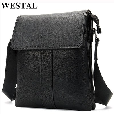 WESTAL 100%  Bag Men's Genuine Leather Shoulder Bag for Men