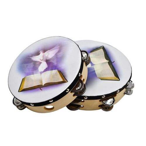 10 Inch Musical Tambourine Reflective Percussion Wooden Fram