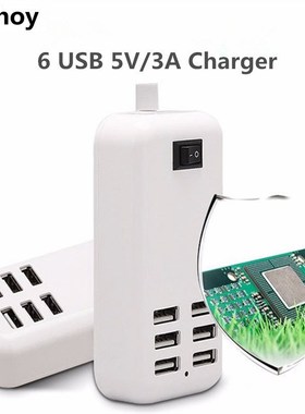 6 USB Charger EU/US Plug 6 USB  Multiple Wall 20W 3A 1