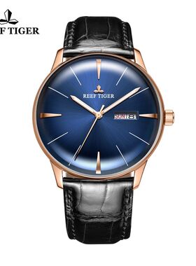 New Reef Tiger/RT Mens Dress Watches with Date Day Convex Le