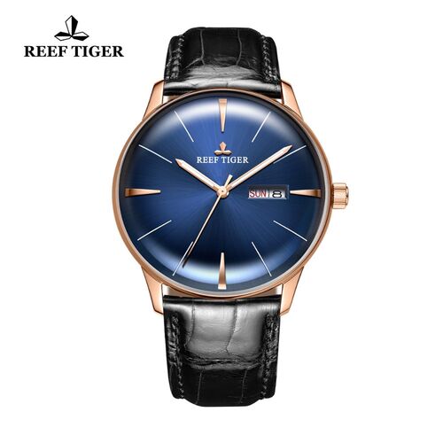 New Reef Tiger/RT Mens Dress Watches with Date Day Convex Le