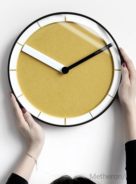 Round Simple Metal Glass Wall Cloc Office Creative Nordic Ba