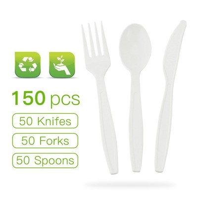150pcs Disposable tensils  Compostable ks Spoons Knives