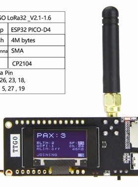LILYGO? GO ESP32-Paxcounter LoRa32 V2.1 1.6 Version 433/868/