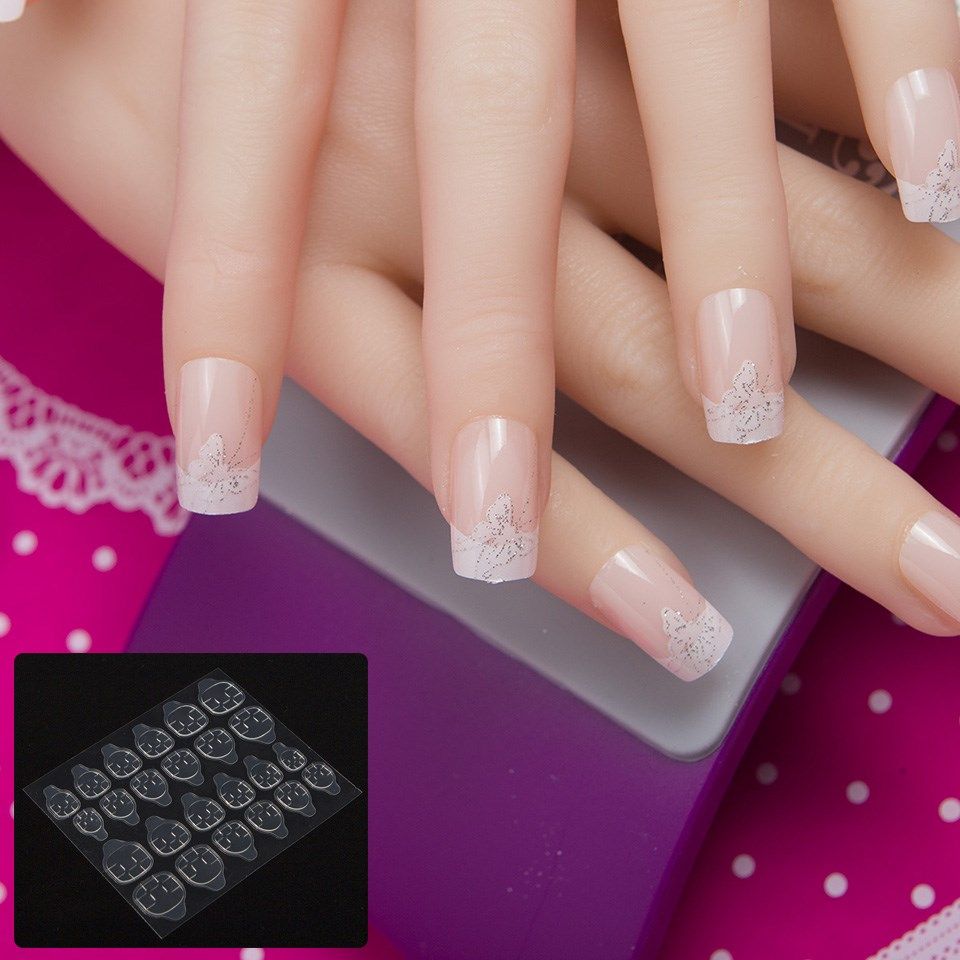 jq 24 pcs in 1 box with nail glue tape press on false nail