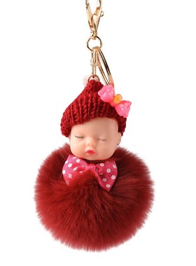 New Arrival Artificial Rabbit Fur Pompom Keyring Super Cute