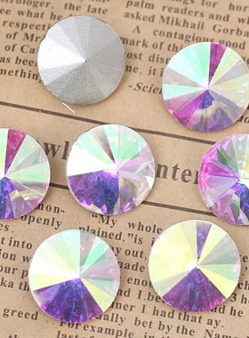 6 Sizes Round Rivoli Crystal AB Glass Strass Pointback Rhine