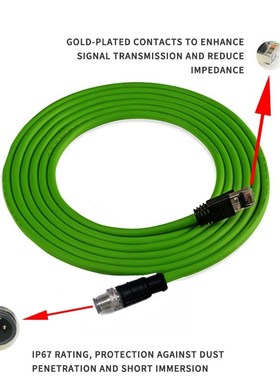 M12 to RJ45 Cable D type Encoding Line IP67 4 Pin Aviation