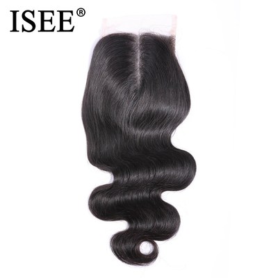 HAIR Brazilian Body Wave Closure Middle Part Hand Tied