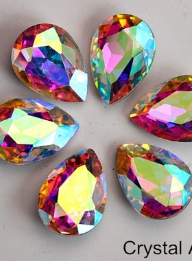 4 Sizes Teardrop Crystal AB Glass Strass Pointback Rhineston