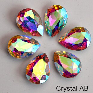 4 Sizes Teardrop Crystal AB Glass Strass Pointback Rhineston