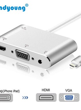 Lightning to HDMI VGA Digital 3.5mm Audio Video Adapter Hub