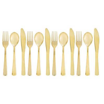 12Pcs/Pack Flat Plating Gold Disposable Spoon k Kit Western