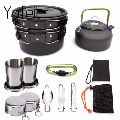 1 Set Outdoor Pots Pans Camping Cookware Picnic Cooking Set