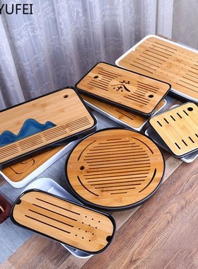 1PC Bamboo Tea Tray Drainage Water Storage Dry bubble tea tr