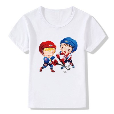 1,2,4,6,8,10,12Y Summer Cartoon Hockey Print Kids Girls Boy