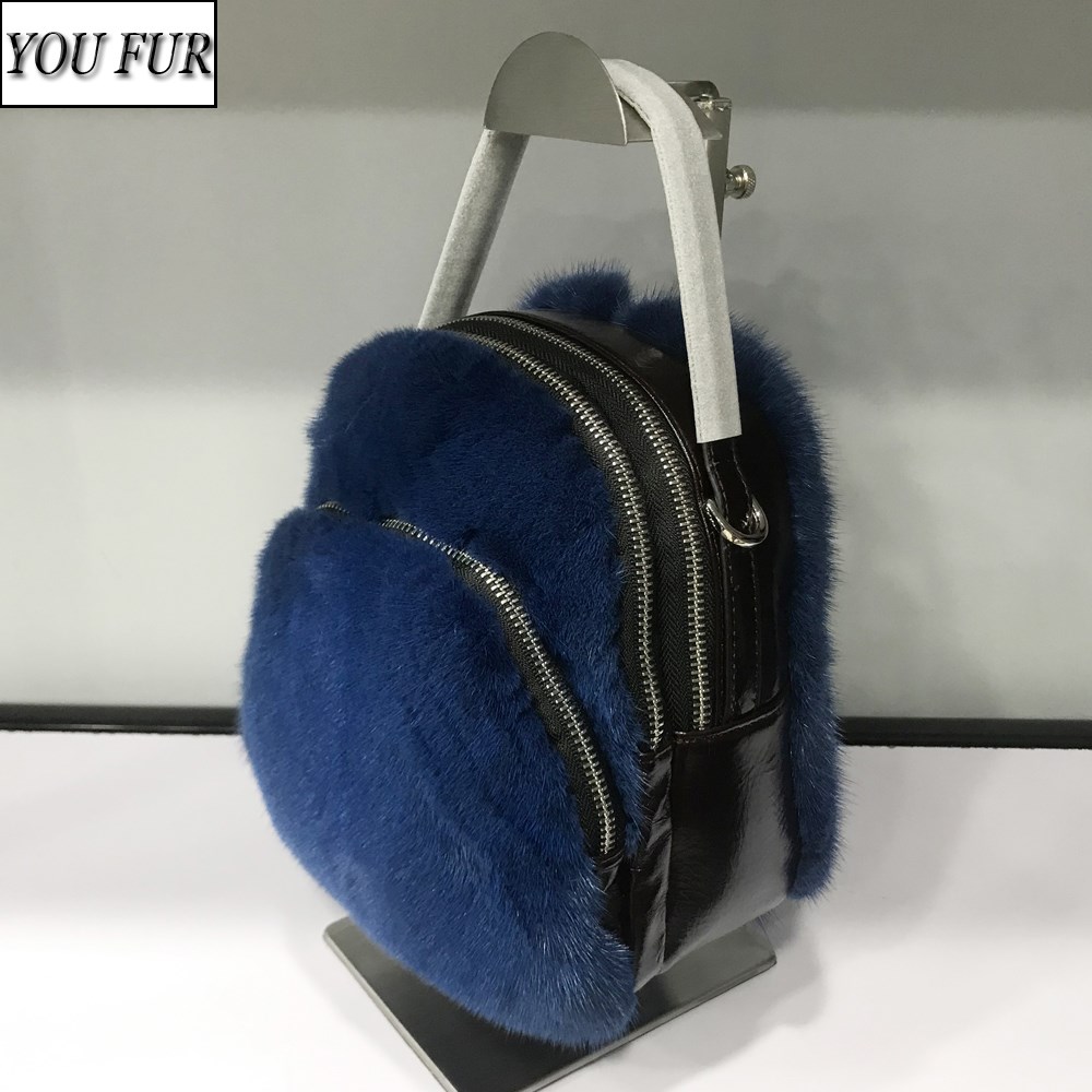 2020 new arrival luxury girls real mink fur backpacks winte