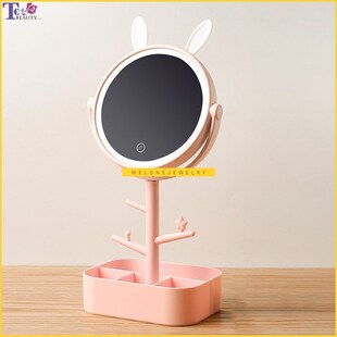 Makeup Mirror LED With Light Desktop Rotating Mirror Magnify