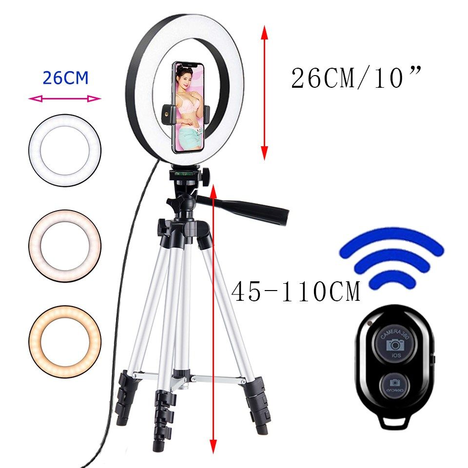 26cm Photo Ringlight Led Selfie Ring Light Phone Bluetooth R