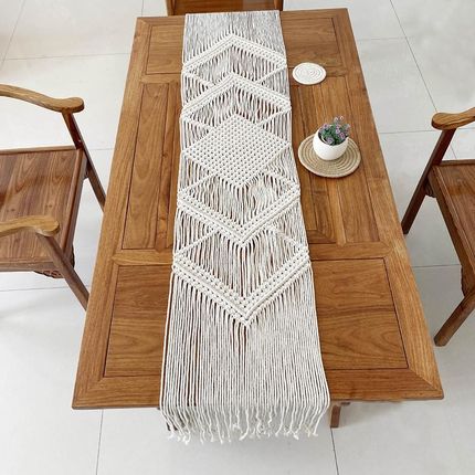 34x200CM Hollow Out Macrame Table Runner Boho Wedding Decora