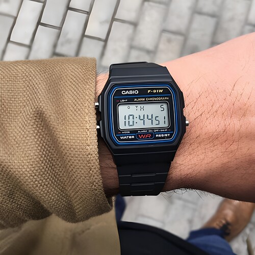 卡西欧CASIO 复古小方块 防水电子表 F-91W 带日历闹钟 学生手表
