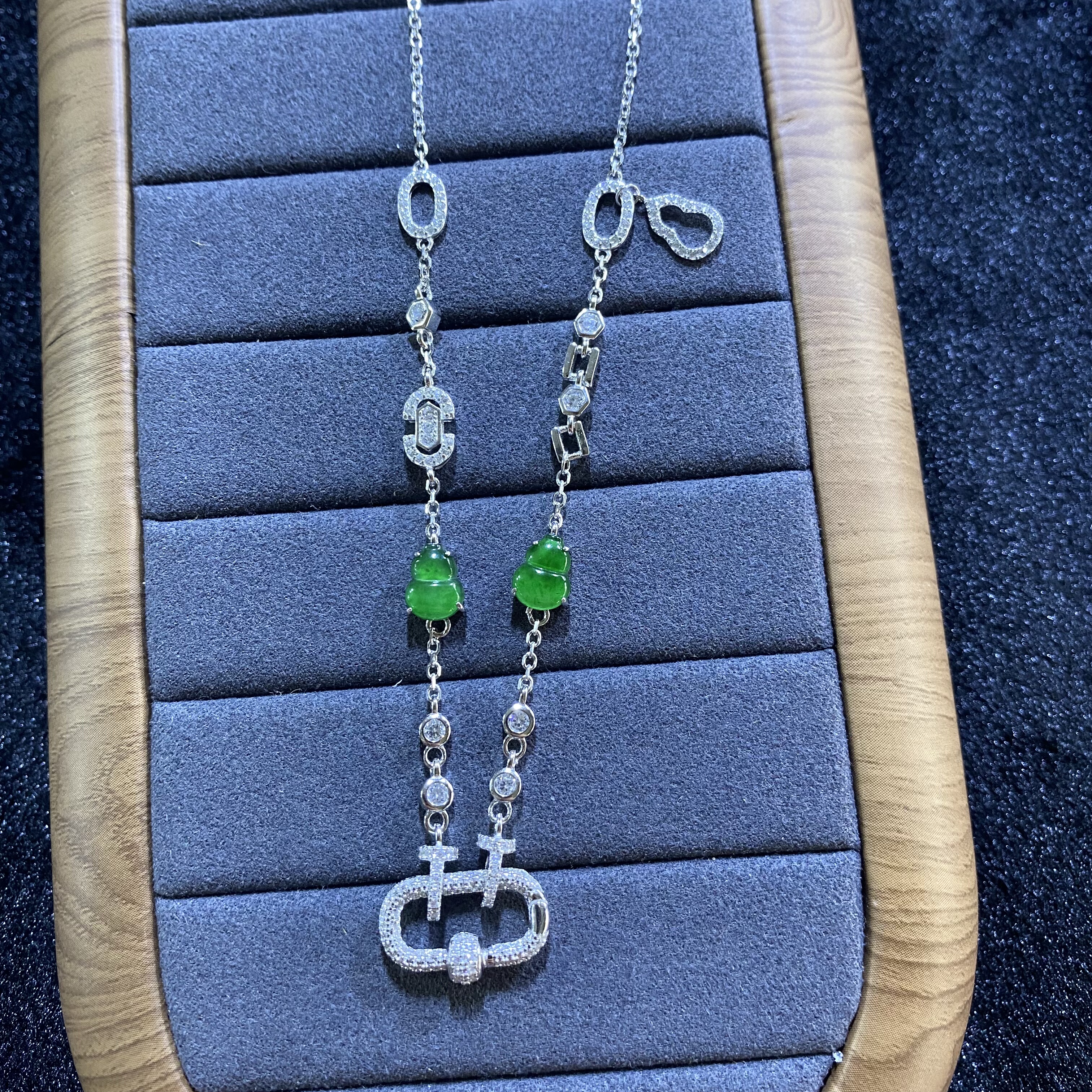 新款A货冰种翡翠万能链情人节生日礼物S925银镶嵌电镀18K金防过敏