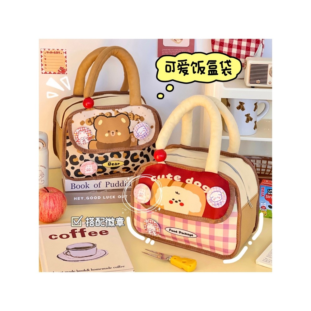 可爱保温饭盒袋手提大容量学生上班族带午餐便当包加厚零食收纳包