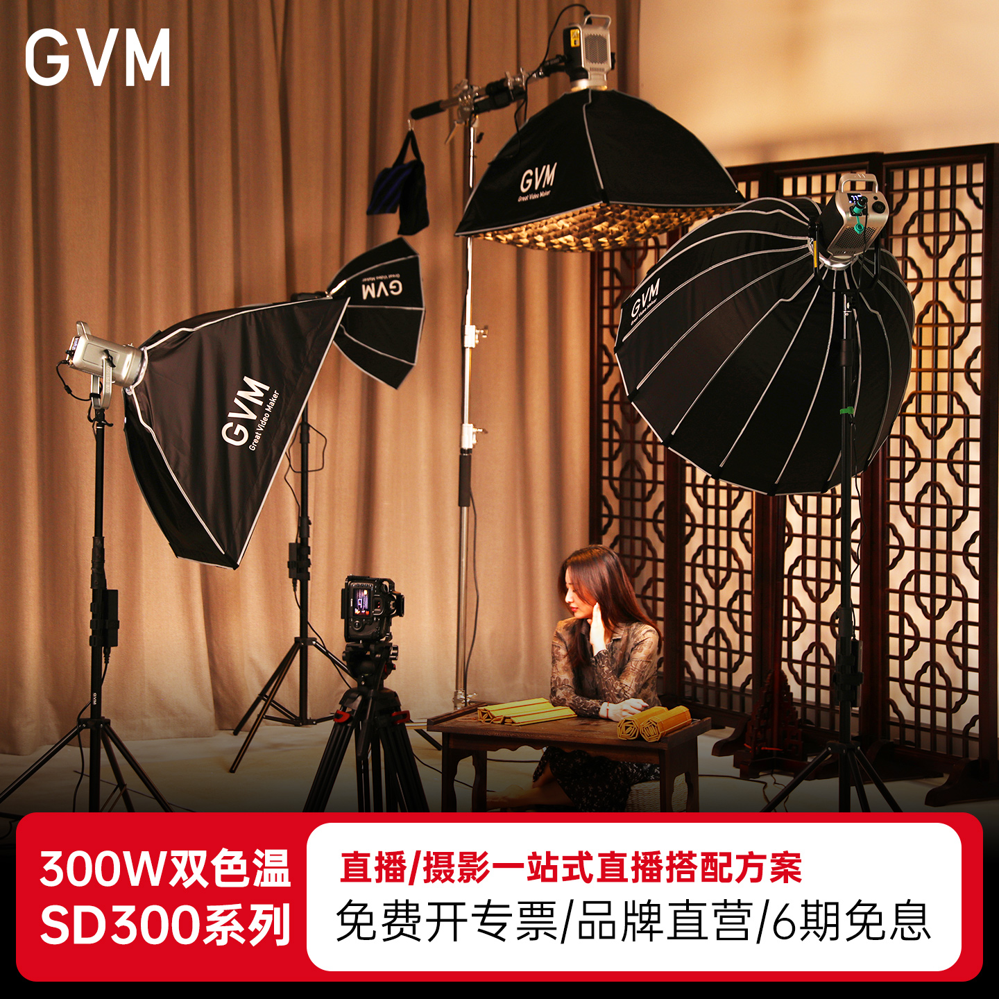GVM直播补光灯SD300D拍摄专用灯