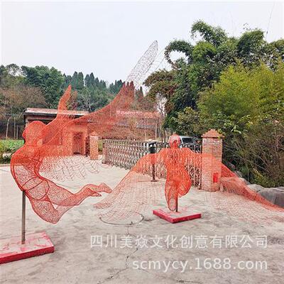 公司制作博物馆展览中心不锈钢丝人物编织小品装置艺术品摆件雕塑